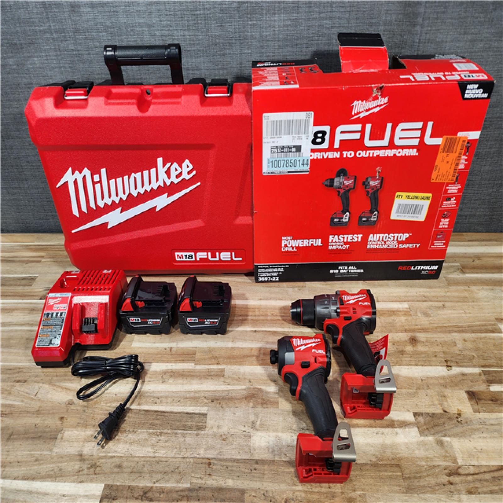 HOUSTON LOCATION - AS-IS (APPEARS LIKE NEW) Milwaukee FUEL 18V Lithium-Ion Brushless Cordless Hammer Drill and Impact Driver Combo Kit