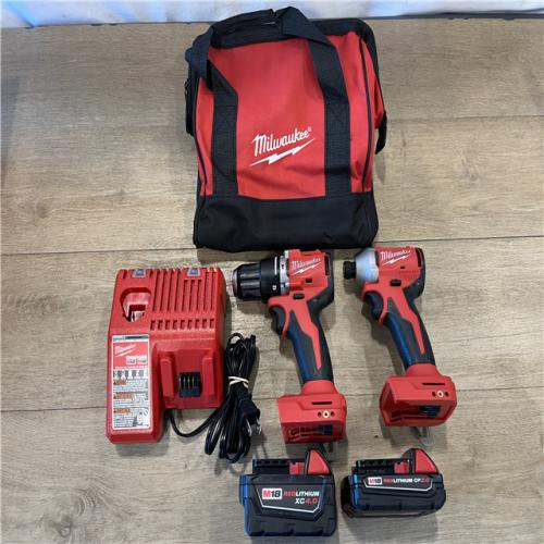 AS-IS Milwaukee 18-Volt Lithium-Ion Brushless Cordless Compact Hammer Drill/Impact Combo Kit