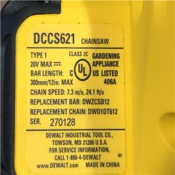 AS-IS DEWALT 20V MAX Compact 12 Brushless Cordless Chainsaw Kit