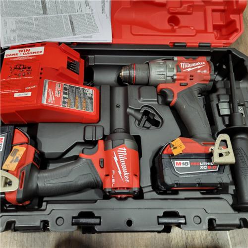 AS-IS  Milwaukee M18 FUEL 18V Lithium-Ion Brushless Cordless Hammer Drill and Impact Driver Combo Kit (2-Tool) with 2 Batteries