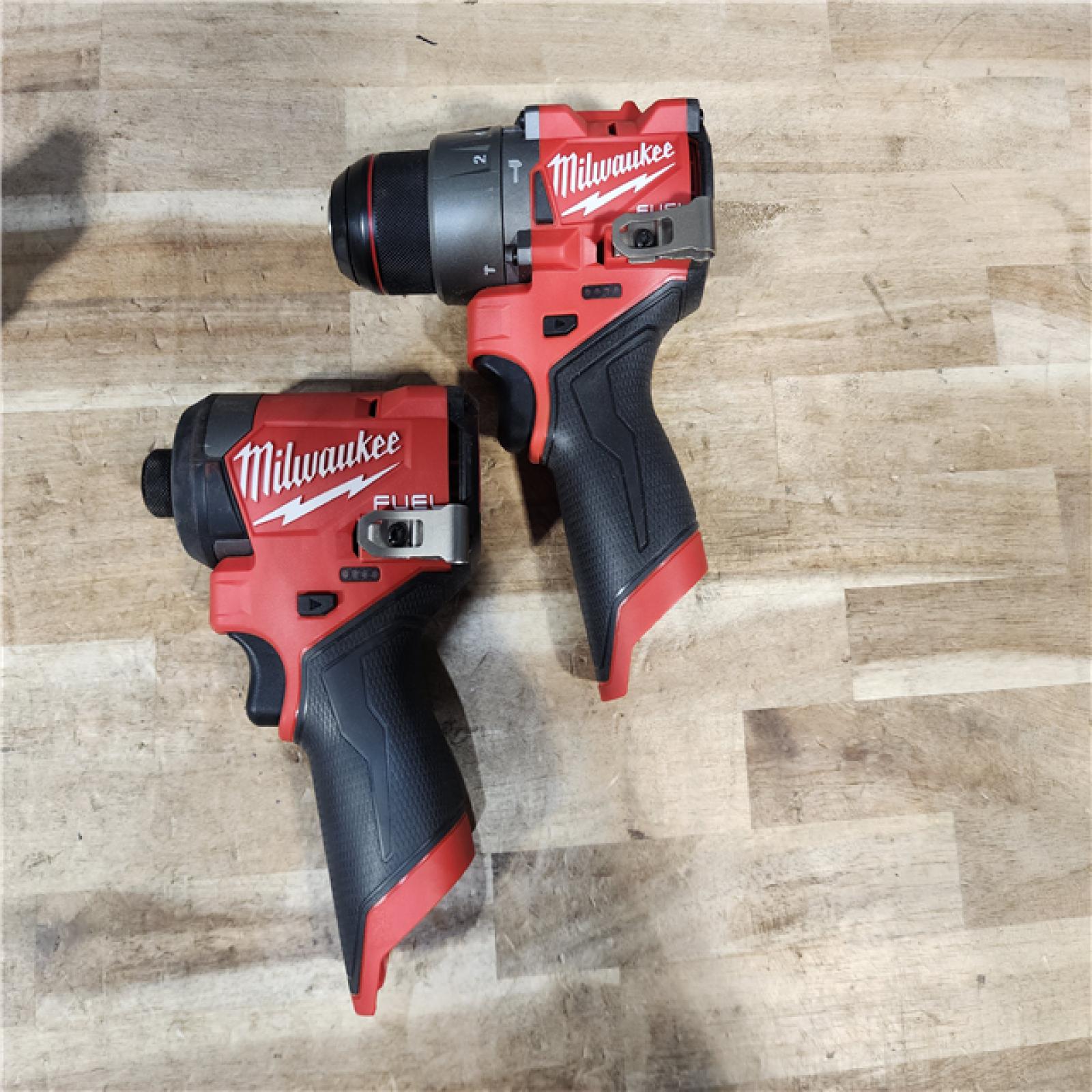 HOUSTON LOCATION - AS-IS Milwaukee FUEL 12-Volt Lithium-Ion Brushless Cordless Hammer Drill and Impact Driver Combo Kit