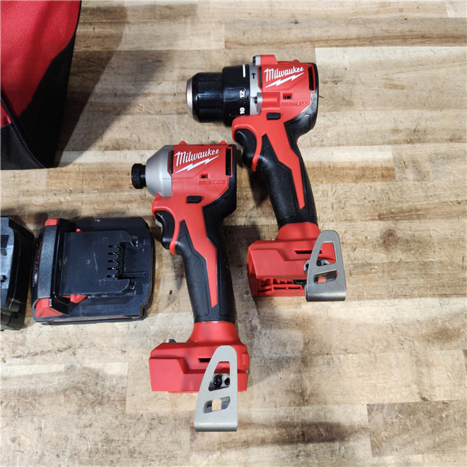 HOUSTON LOCATION - AS - IS Milwaukee 18-Volt Lithium-Ion Brushless Cordless Compact Hammer Drill/Impact Combo Kit