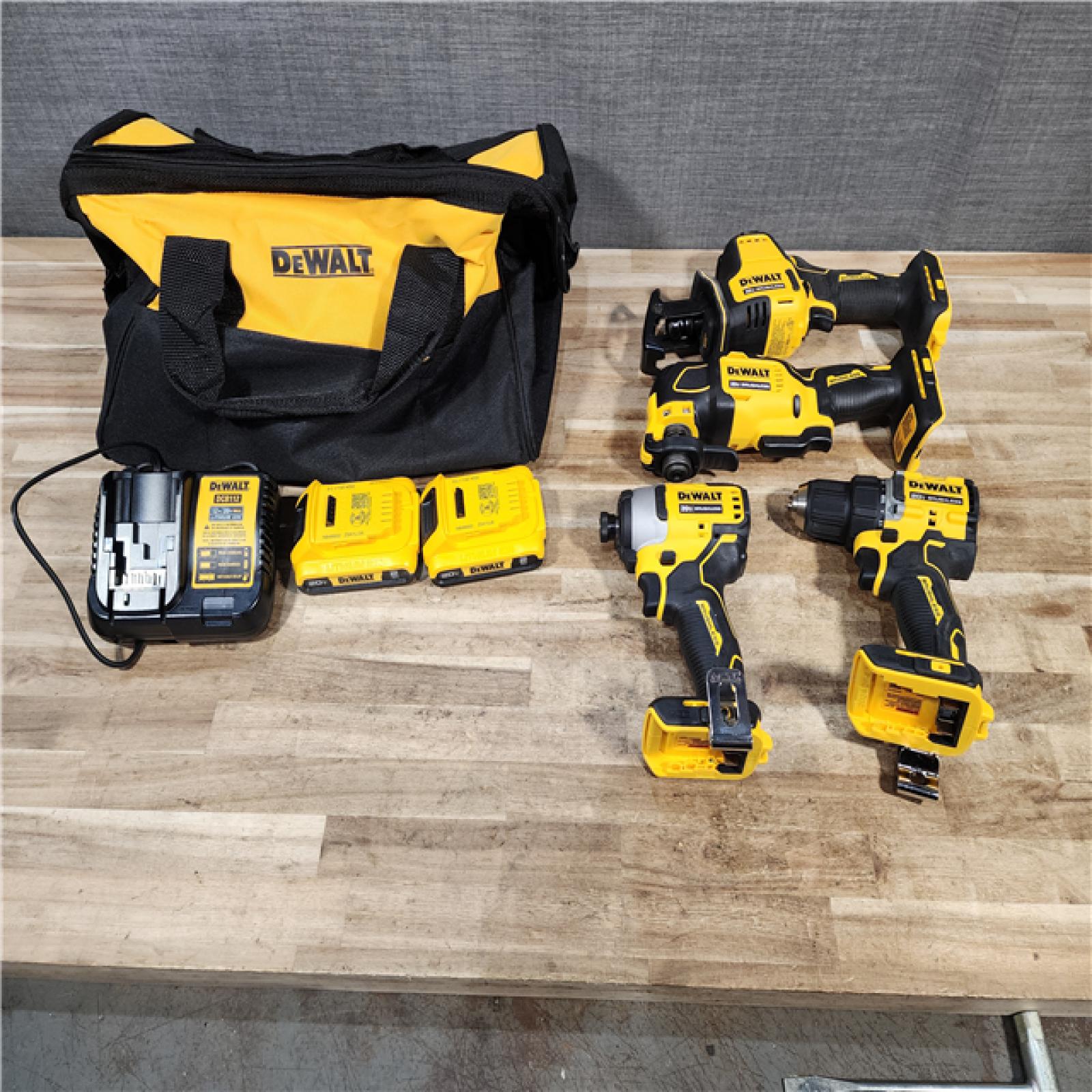 HOUSTON LOCATION - AS-IS (APPEARS LIKE NEW) DEWALT ATOMIC 20-Volt Lithium-Ion Cordless Brushless (4-Tool) Combo Kit