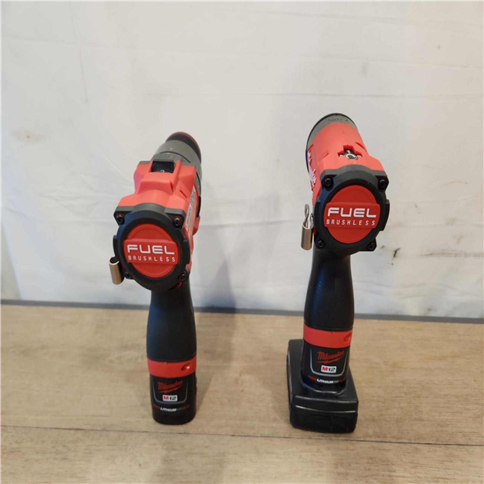 AS-IS- Milwaukee 12V Brushless Hammer Drill and Impact Driver Combo Kit