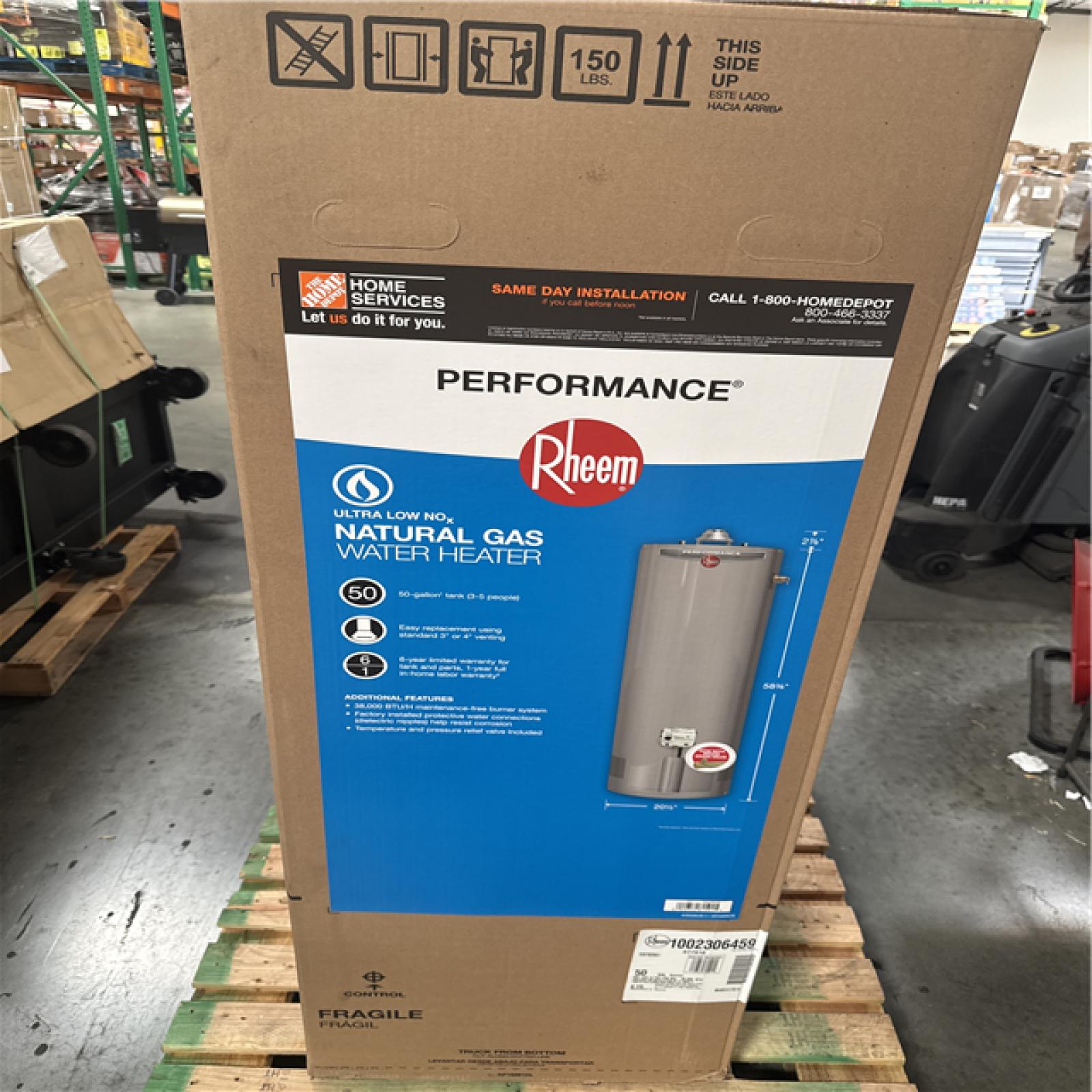 CALIFORNIA NEW RHEEM PERFORMANCE NATURAL GAS WATER HEATER 50 GALLON TANK HOME IMPROVEMENT