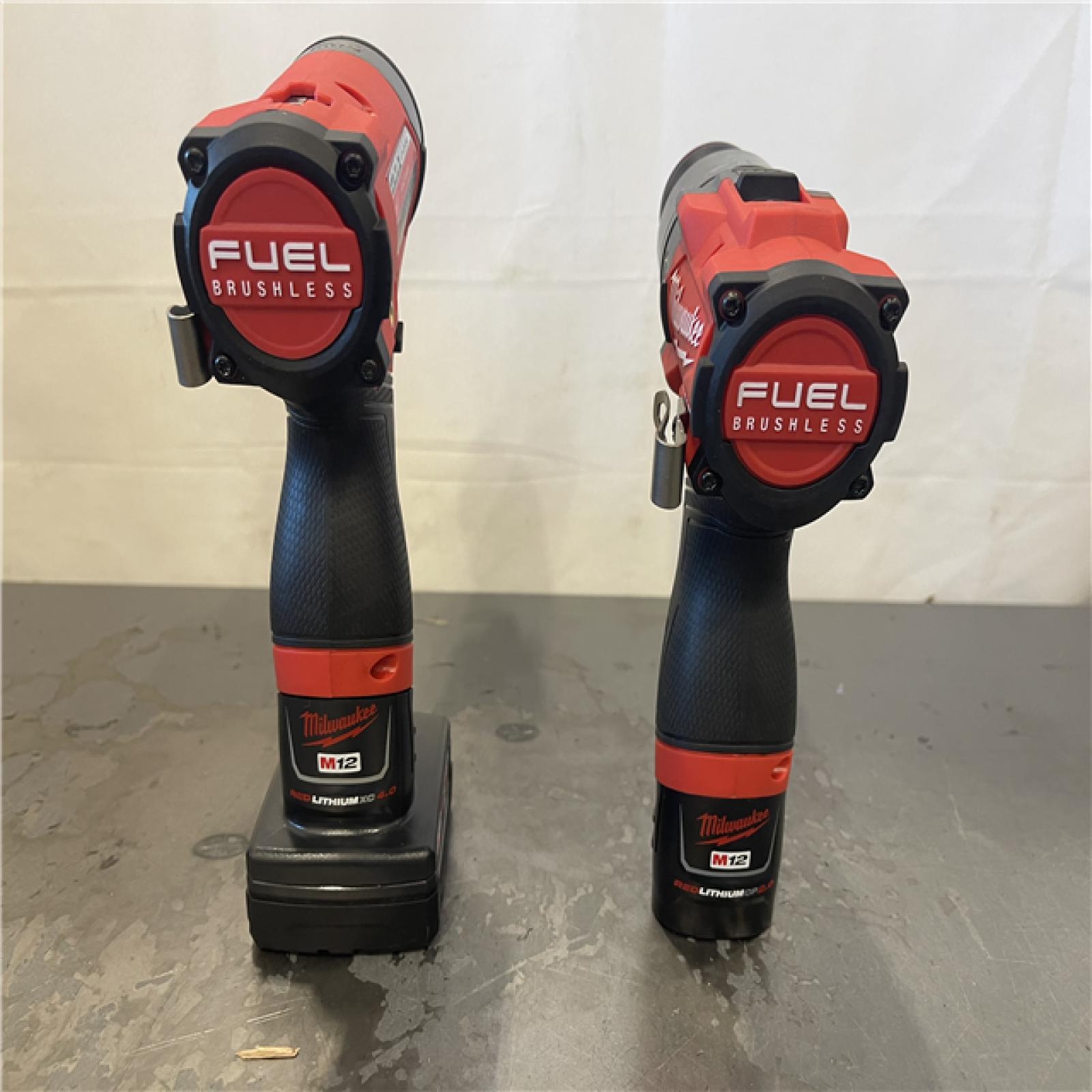 AS-IS- Milwaukee M12 FUEL Cordless 2-Tool Combo Kit: 1/2Hammer Drill  1/4Hex Impact Driver