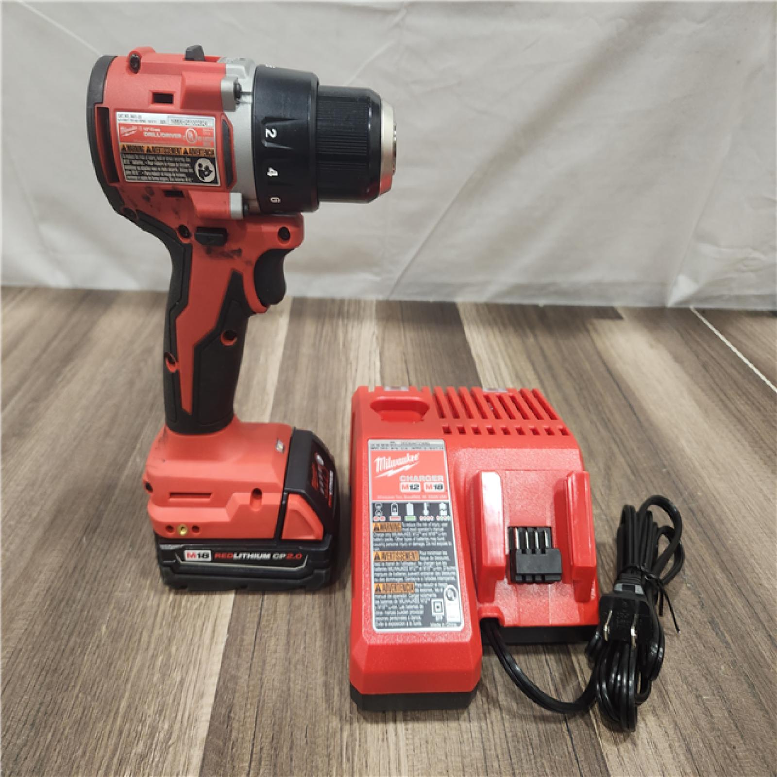 AS-IS- Milwaukee M18 Compact Next Gen 1/2 in. Brushless Cordless Drill/Driver Kit (Battery & Charger)