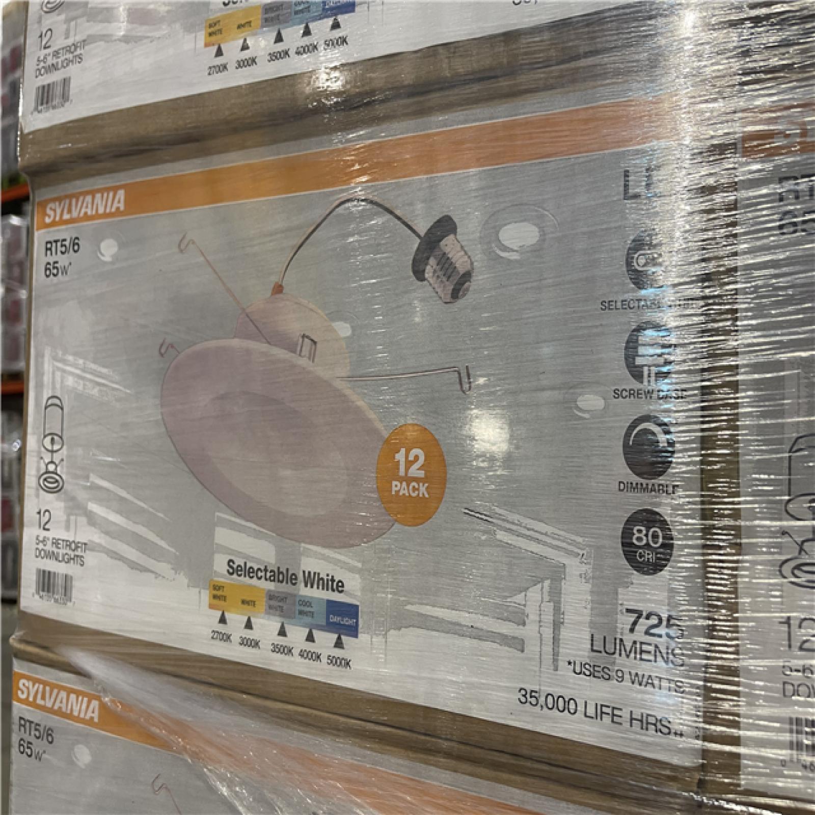 DALLAS LOCATION - NEW LEDVANCE Integrated LED 6 in. Retro Fit Selectable Color 675 Lumen Dimmable Recessed Light White  Wet Rated (12-Pack) (60 UNITS)