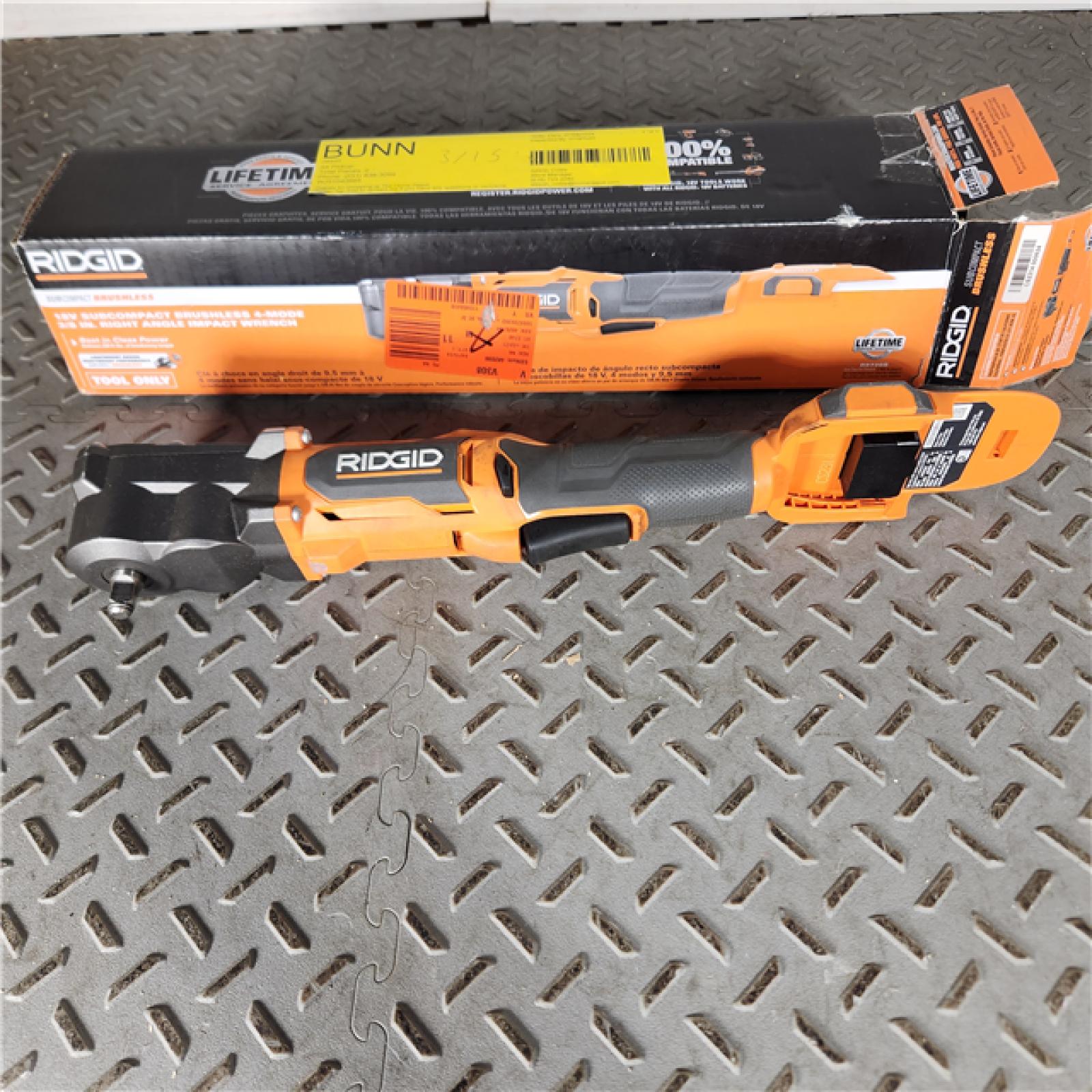 Houston Location - AS-IS RIDGID 18V SubCompact Brushless 3/8 in. Right Angle Impact Wrench (Tool Only) - Appears IN GOOD Condition
