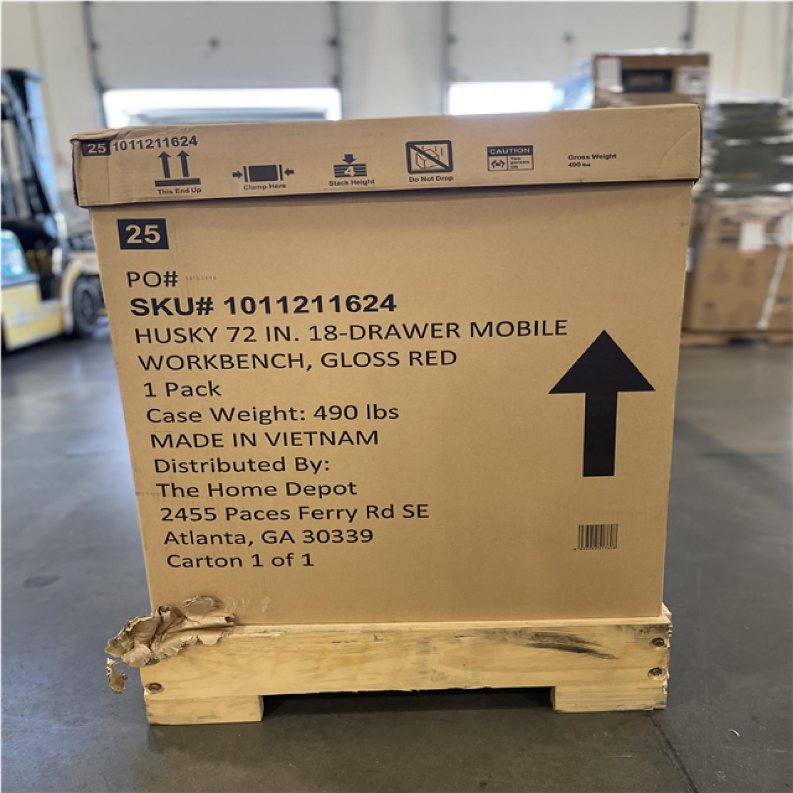 DALLAS LOCATION- HUSKY 72 in. W x 21 in. D Standard Duty Gloss Red Mobile Workbench