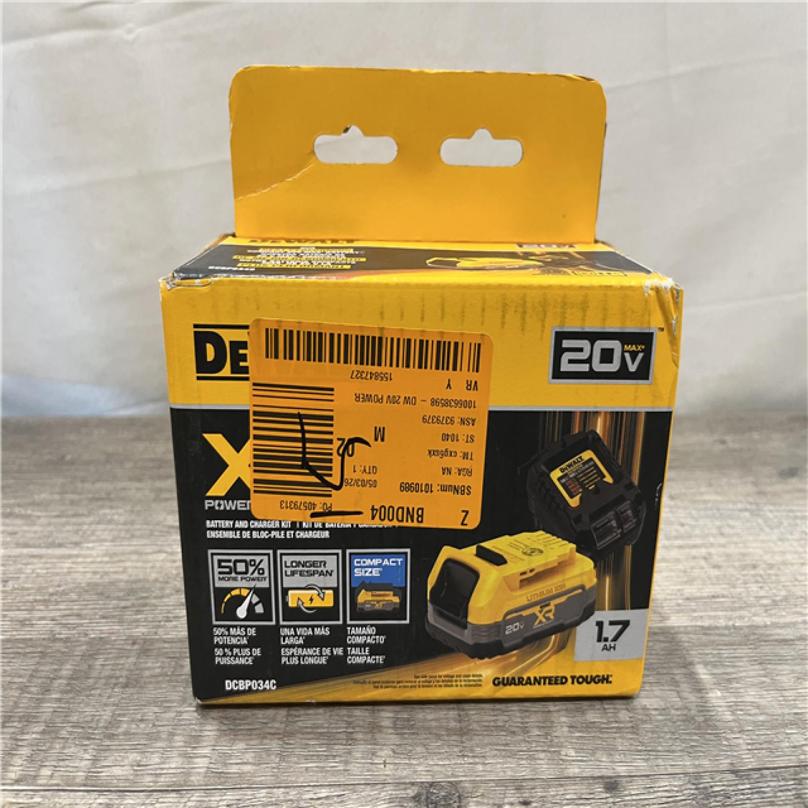 NEW - DEWALT 20V MAX XR POWERSTACK Lithium-Ion Battery Starter Kit with 1.7Ah Battery and Charger