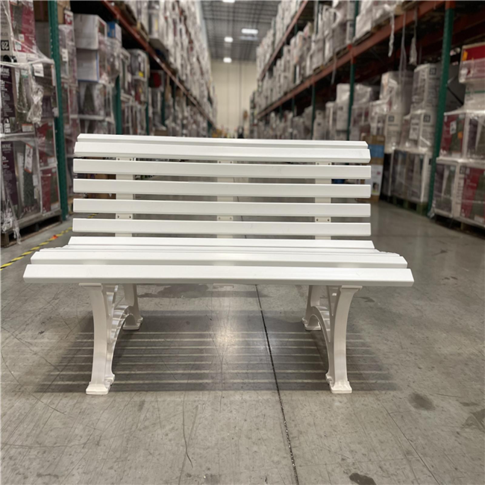 DALLAS LOCATION- NEW!- XPEDX FLORIDA PARK BENCH WHITE PLASTIC RESIN