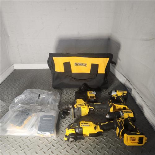 HOUSTON Location-AS-IS-DEWALT ATOMIC 20-Volt Lithium-Ion Cordless Brushless Combo Kit (4-Tool) with (2) 2.0Ah Batteries, Charger and Bag