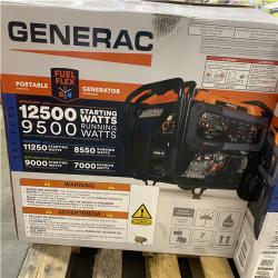 Dallas Location - As-Is  Generac Generac GP Series 9 500 Watt (120 / 240V) Electric Button / Recoil Start Tri-Fuel Portable Generator