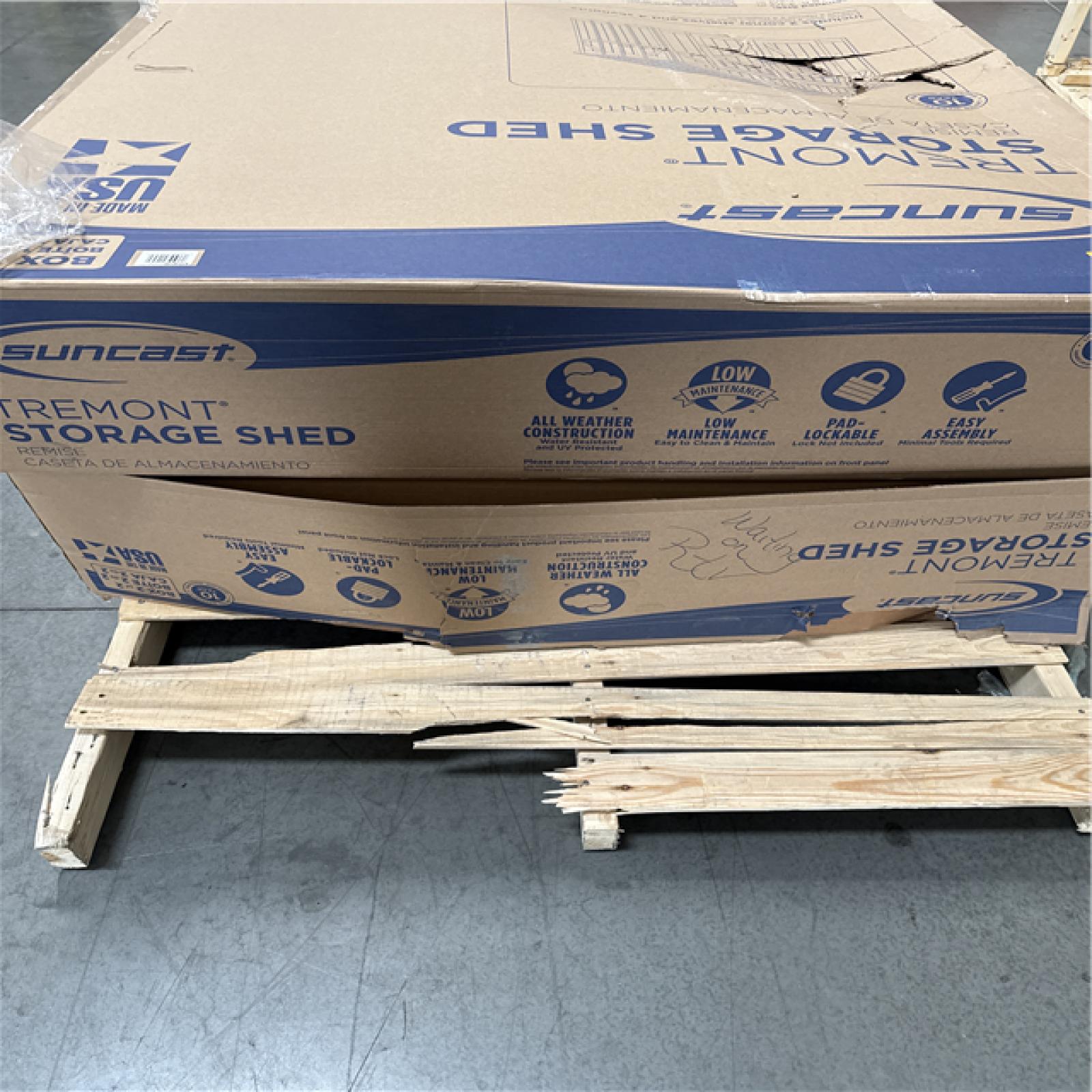 California AS-IS SUNCAST TREMONT Storage Shed (Box 1 & 2) Damaged Boxes