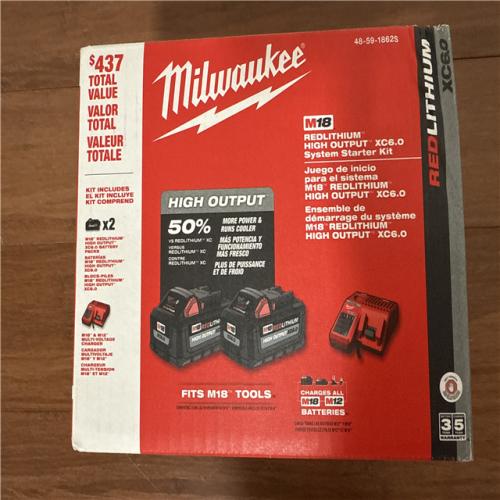 California NEW Milwaukee M18 Red Lithiu High Output XC6.0 Starter Kit, Includes (2) Batteries & Charger.