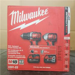 Phoenix NEW Milwaukee M18 18V Lithium-Ion Cordless Drill Driver/Impact Driver Combo Kit (2-Tool) W/ Two 1.5Ah Batteries, Charger Tool Bag (SEALED)