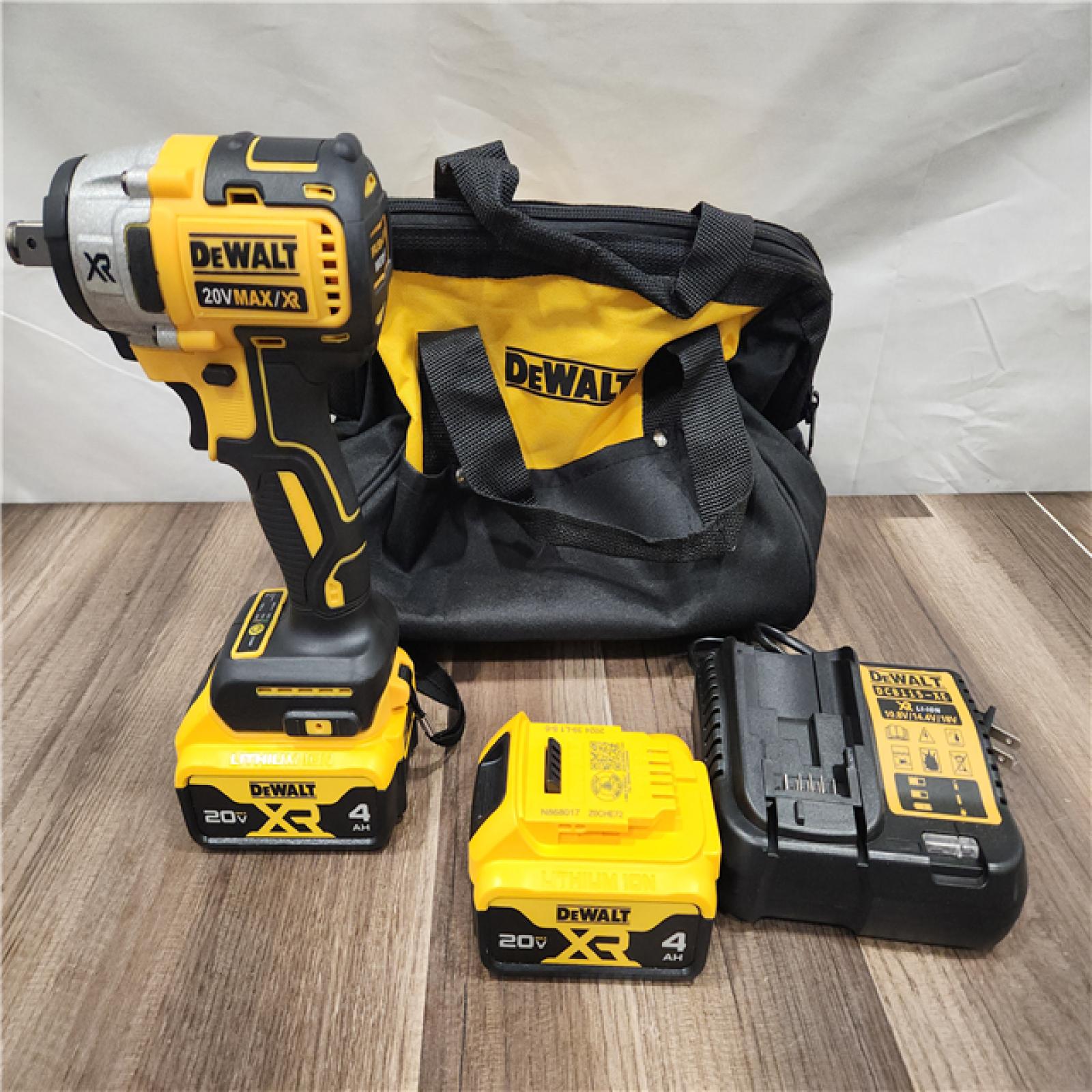 AS-IS DEWALT 20V MAX Cordless 1/2 in. Impact Wrench Kit with Detent Pin, (2) 20V 4.0Ah Batteries, and Charger