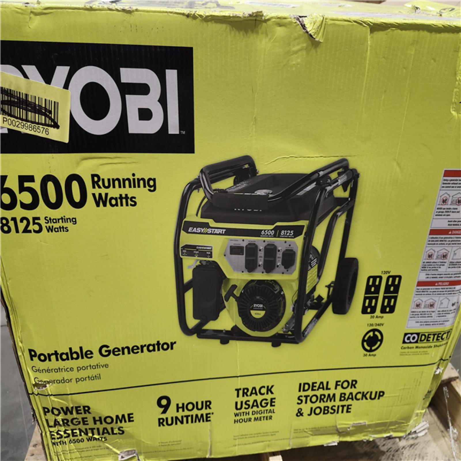 Dallas Location - As-Is RYOBI 8125-Watt Gasoline Powered Portable Generator