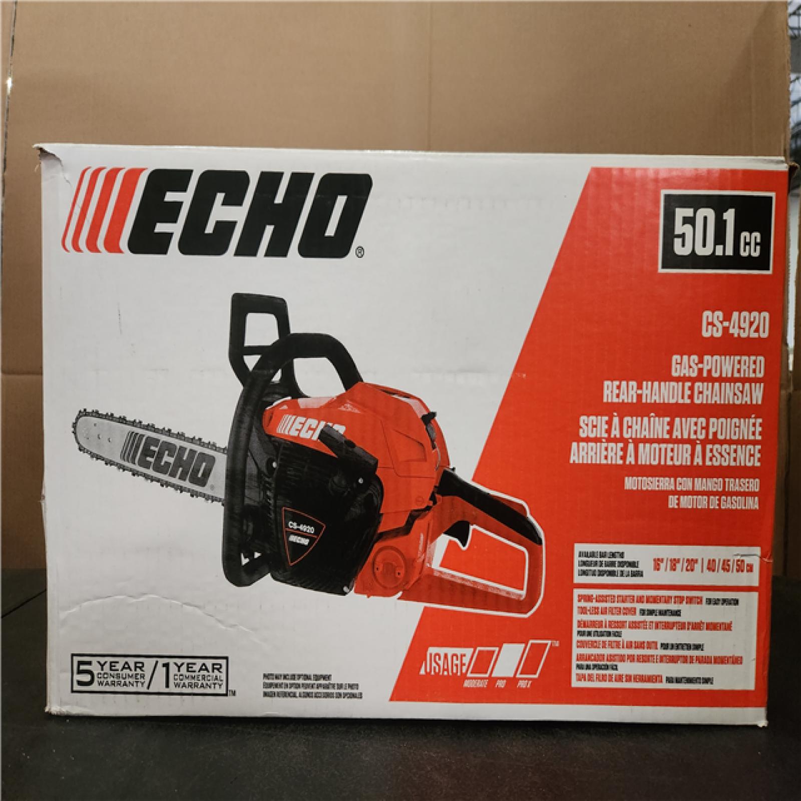 Phoenix LIKE NEW ECHO 20 in. 50.1 cc 2-Stroke Gas Rear Handle Chainsaw
