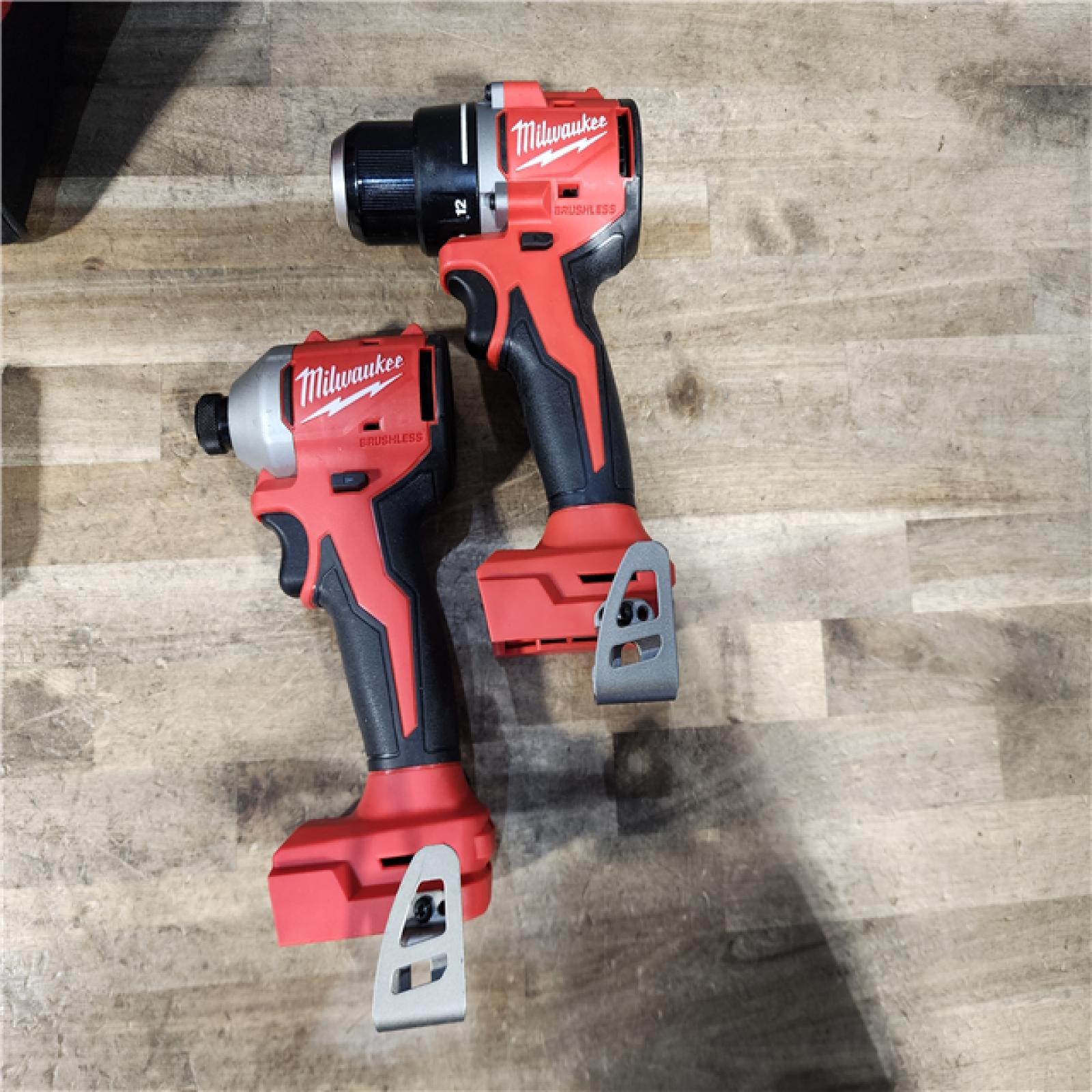 HOUSTON LOCATION - AS-IS Milwaukee M18 18V Lithium-Ion Brushless Cordless Compact Drill/Impact Combo Kit (2-Tool) W/(2) 2.0 Ah Batteries  Charger & Bag