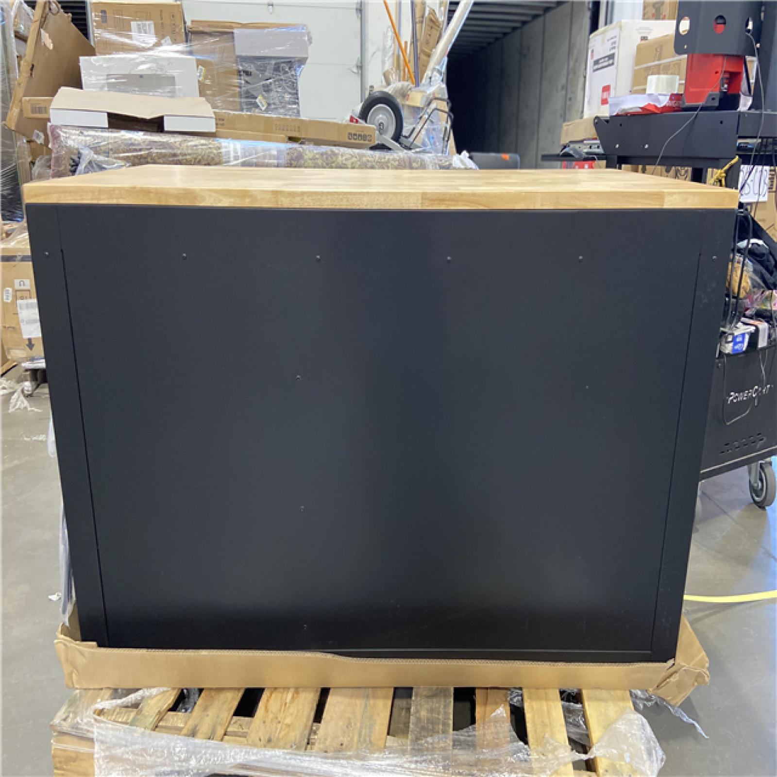 DALLAS LOCATION - Husky 52 in. W x 25 in. D Heavy Duty 9-Drawer Mobile Workbench Cabinet with Adjustable-Height Hardwood Top in Matte Black