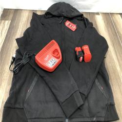 AS-IS Milwaukee Men's X-Large 12-Volt Lithium-Ion Cordless Black Heated Jacket Hoodie Kit