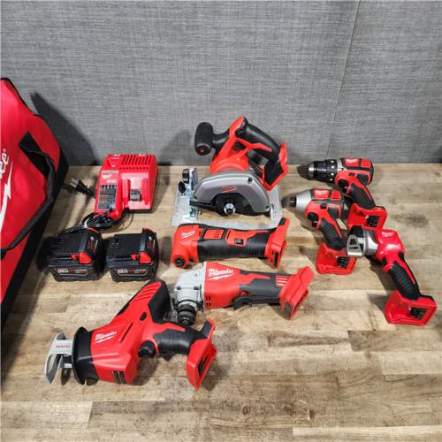 HOUSTON LOCATION - AS-IS M18 18-Volt Lithium-Ion Cordless Combo Kit 7-Tool with 2-Batteries  Charger and Tool Bag