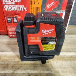 HOUSTON LOCATION - AS-IS Milwaukee-3522-21 Green Beam Laser Cross Line Plumb Point USB Rechargeable