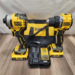 AS-IS-  DEWALT ATOMIC 20-Volt MAX Lithium-Ion Cordless Combo Kit (2-Tool) with (2) 2.0Ah Batteries  Charger and Bag