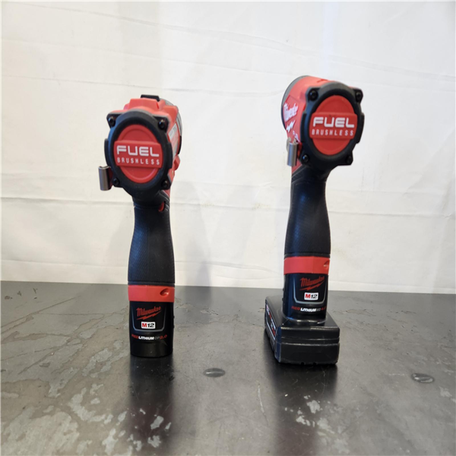 AS-IS- Milwaukee M12 FUEL Cordless 2-Tool Combo Kit: 1/2Hammer Drill  1/4Hex Impact Driver