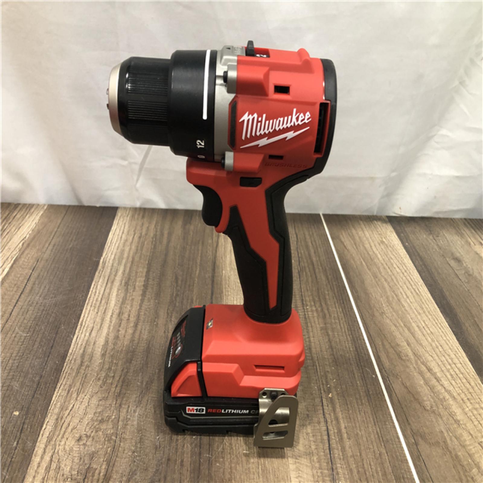 AS-IS Milwaukee 18V Lithium-Ion Brushless Cordless 1/2 in. Compact Drill/Driver Kit