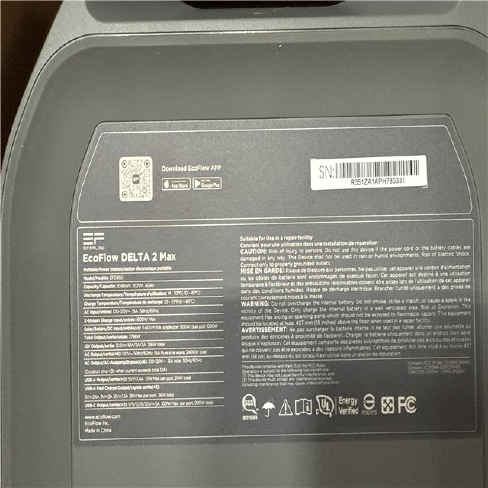 California AS-IS Ecoflow 4800W Battery Generator; Apppears in Excellent Condition