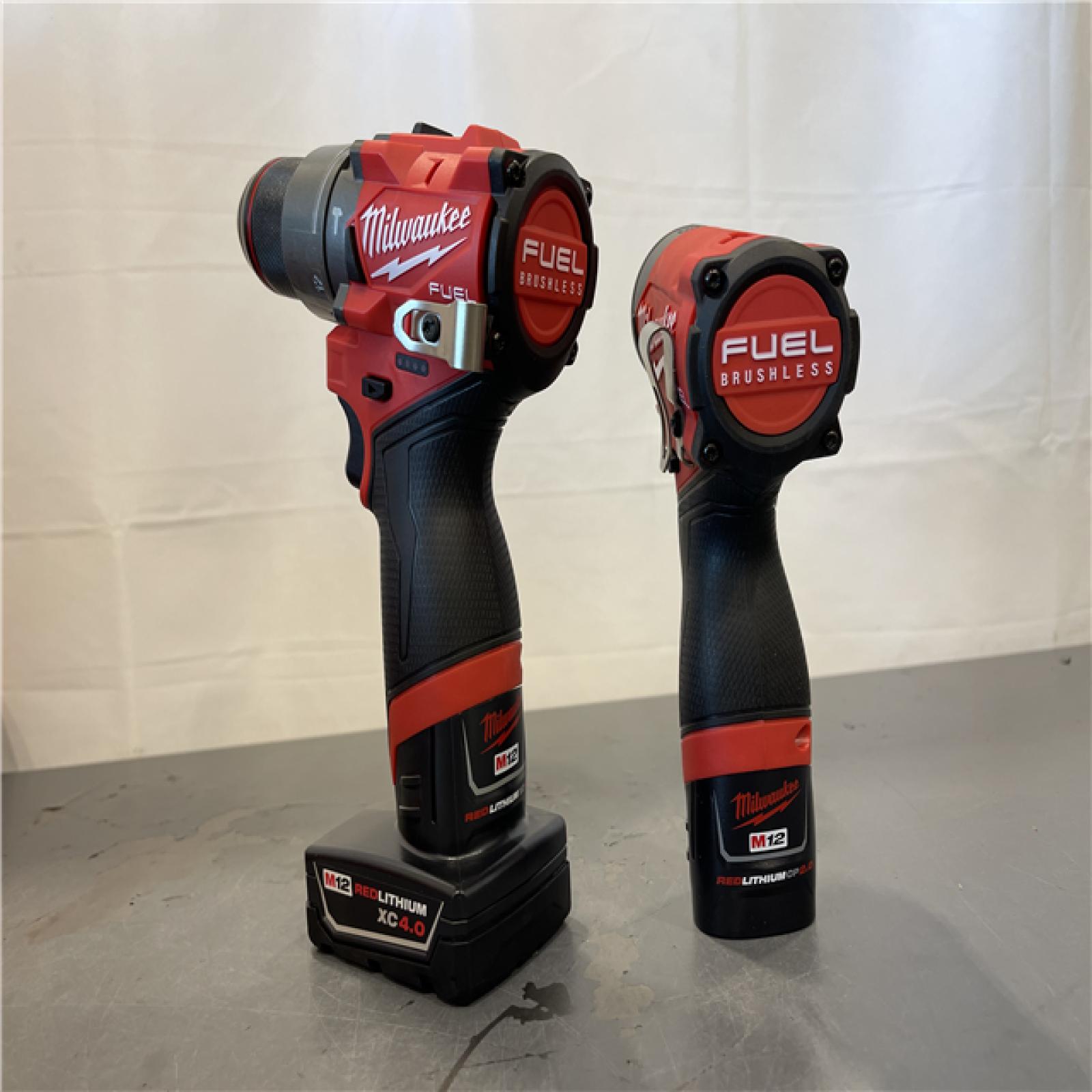AS-IS - Milwaukee 12V Brushless Hammer Drill and Impact Driver Combo Kit