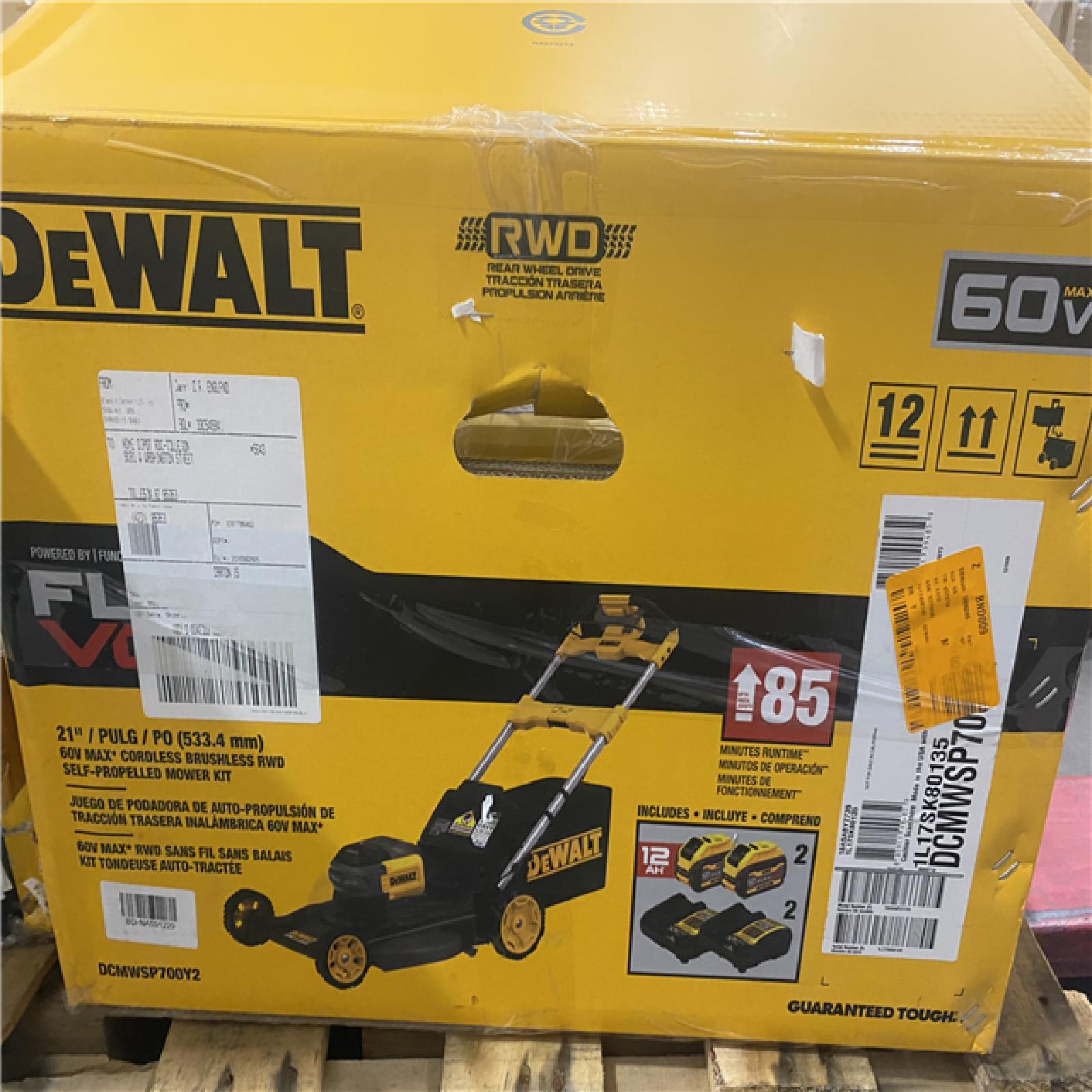 As-Is- FLEXVOLT 2x60V MAX 21 in. Cordless Battery Powered Self Propelled Lawn Mower Kit with  12.0 Ah Batteries and Chargers