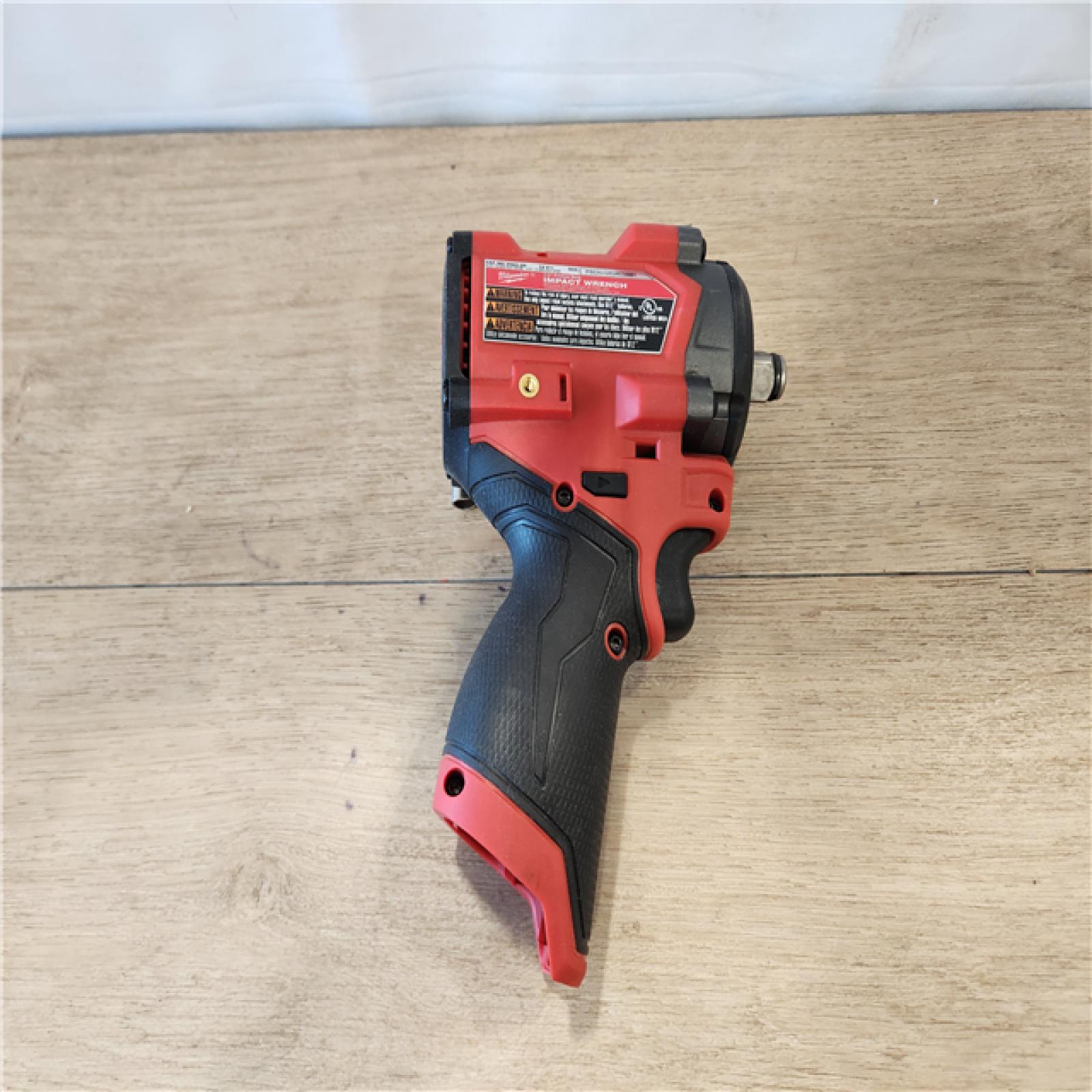 AS-IS- Milwaukee M12 FUEL 1/2  Stubby Impact Wrench (Bare Tool) â€“ Compact Cordless Power Tool with 550 Ft-lbs Torque  LED Lights  4-Mode Control