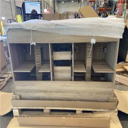 DALLAS LOCATION - Home Decorators Collection Doveton 60 in. Double Sink Freestanding Weathered Tan Bath Vanity with White Engineered Marble Top (Assembled)