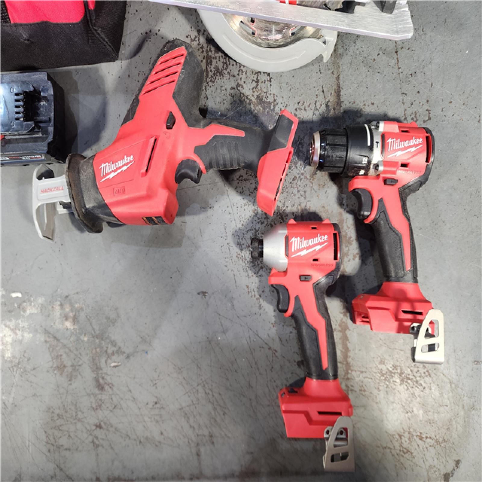 HOUSTON LOCATION - AS-IS AS-IS Milwaukee M18 18-Volt Lithium-Ion Brushless Cordless Combo Kit (4-Tool) with 2-Batteries, 1-Charger and Tool Bag