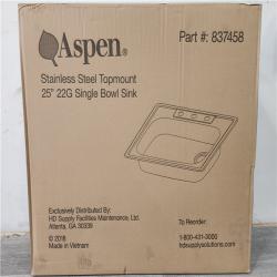 Phoenix Location NEW Aspen Stainless Steel Top mount 25 22G Single Bowl Sink Pallet (16 Sinks) (SEALED)