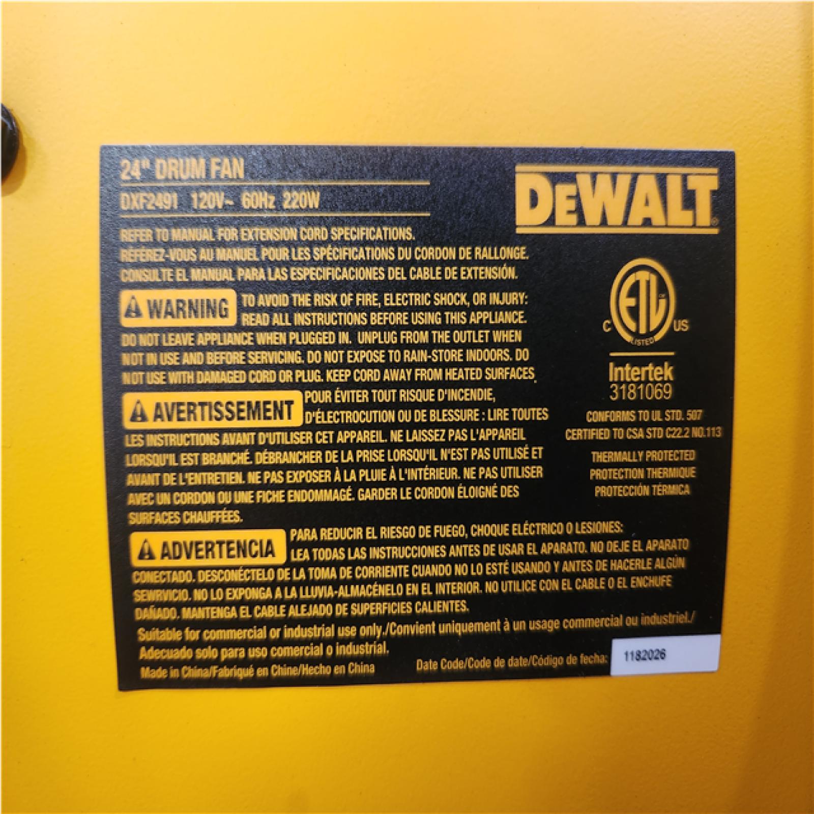 Phoenix NEW DEWALT 24 in. Heavy-Duty Drum Fan with Extra Long 12 ft. Power Cord and Stepless Speed Control