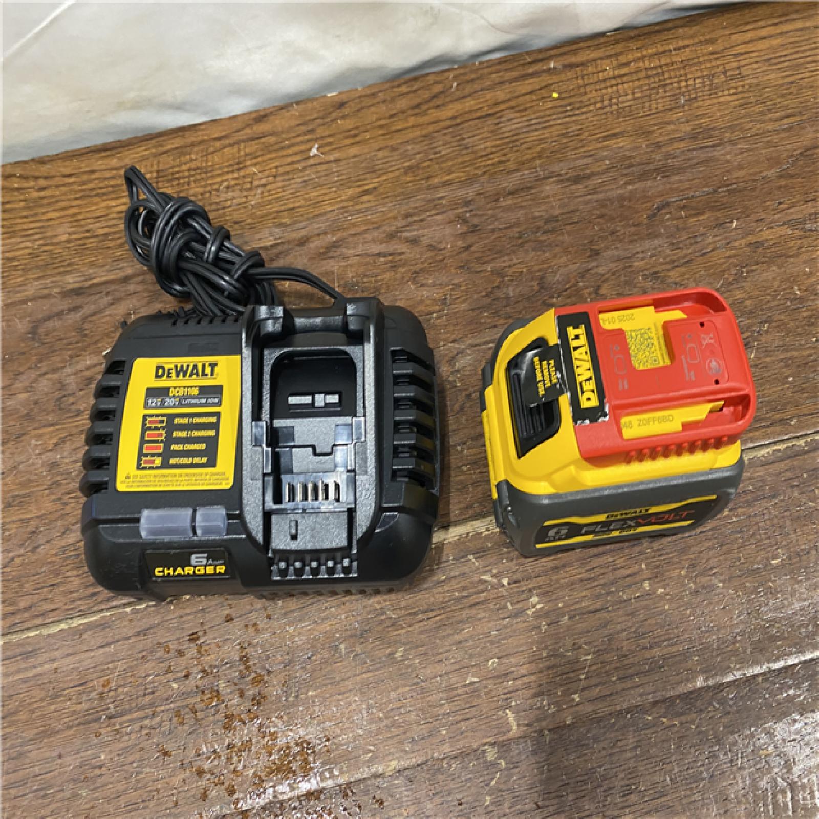 AS-IS DEWALT FLEXVOLT 20V/60V MAX Lithium-Ion 6.0Ah Battery Pack with 6 Amp Output Charger