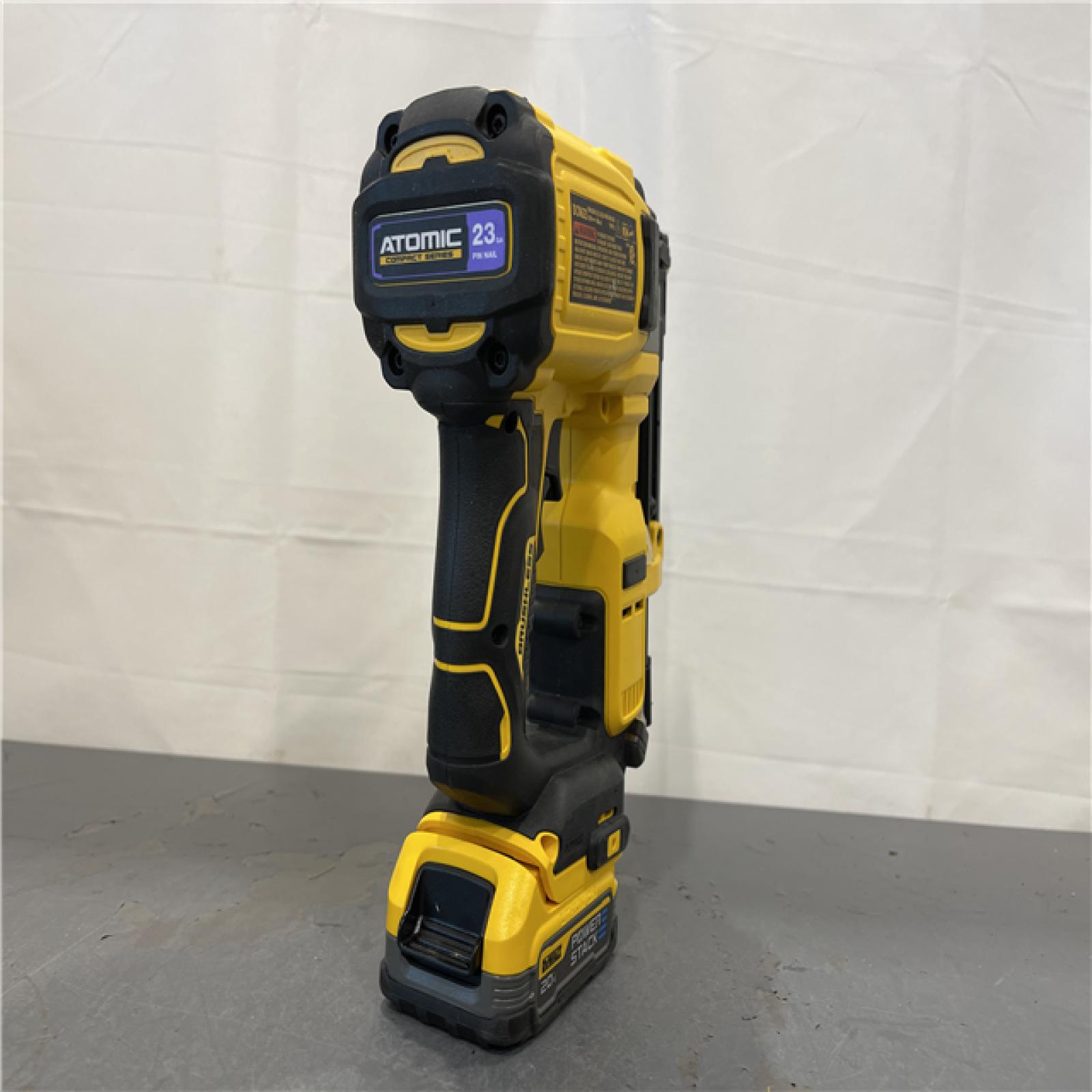 AS-IS - DeWalt ATOMIC 20V MAX Lithium Ion Cordless 23 Gauge Pin Nailer w/20V MAX POWERSTACK Compact Battery