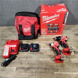 HOUSTON LOCATION - AS-IS Milwaukee M18 18V Lithium-Ion Brushless Cordless Compact Drill/Impact Combo Kit (2-Tool) W/(2) 2.0 Ah Batteries  Charger & Bag