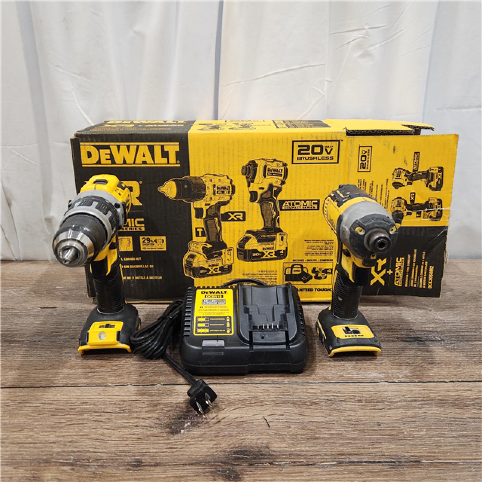 AS IS DEWALT 20V MAX XR Hammer Drill and ATOMIC Impact Driver 2 Tool Cordless Combo Kit