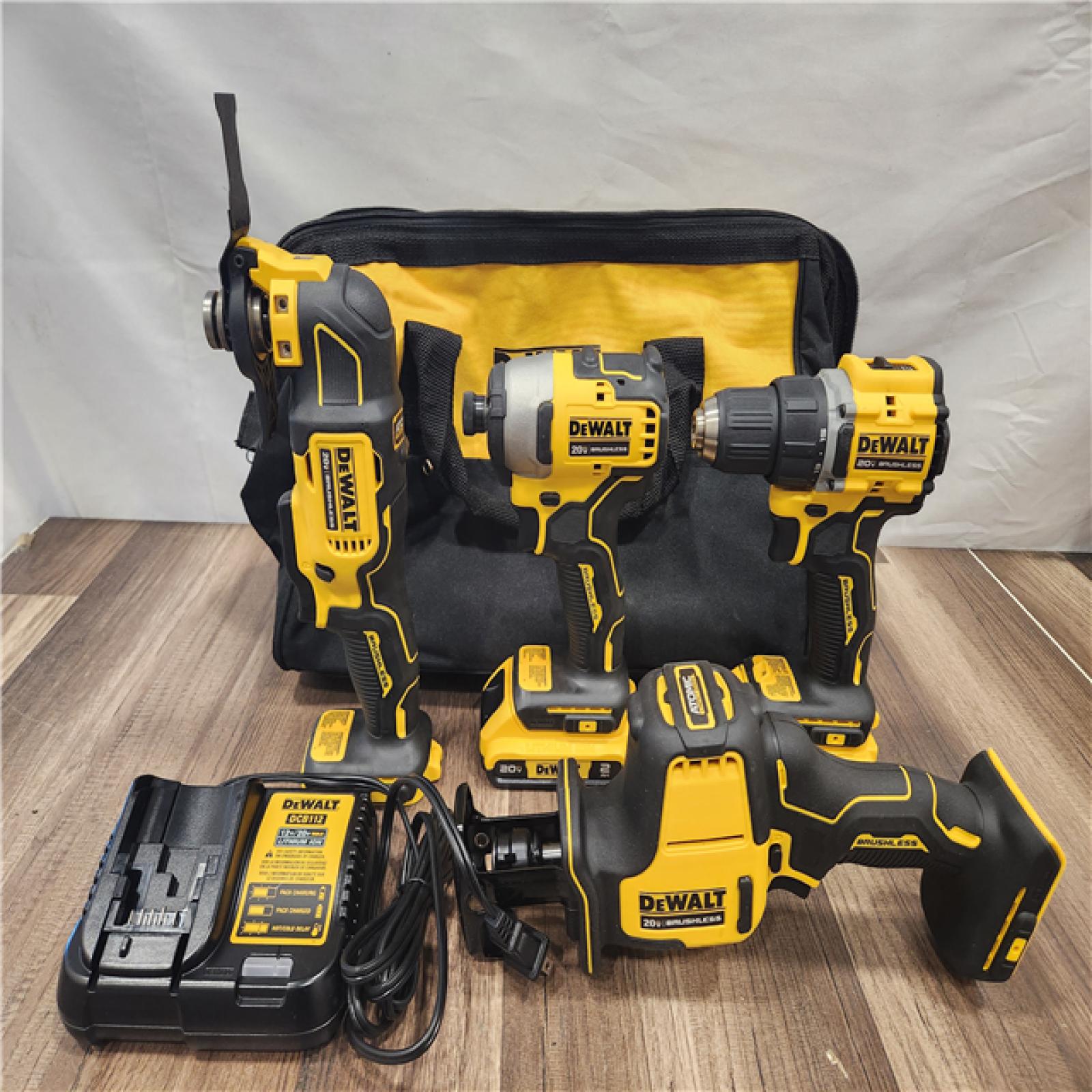 AS-IS- DeWalt 20V MAX ATOMIC Cordless Brushless 4-Tool Combo Kit