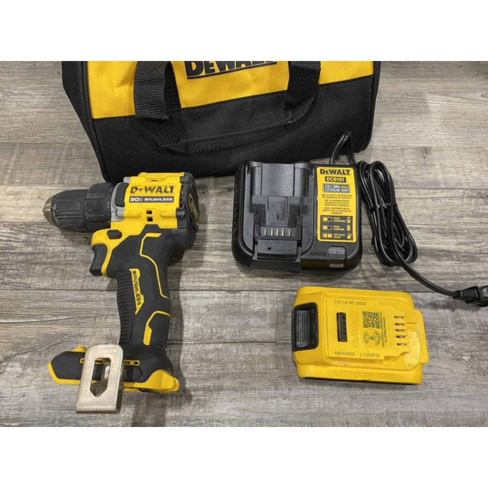 AS-IS DEWALT Atomic 20V Lithium-Ion Cordless Compact 1/2 in. Drill/Driver Kit
