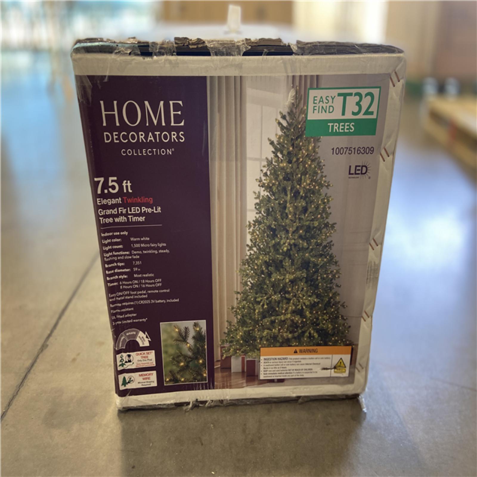 NEW! - Home Decorators Collection 7.5 ft. Elegant Twinkling Grand Fir LED Pre-Lit Artificial Christmas Tree with Timer T32