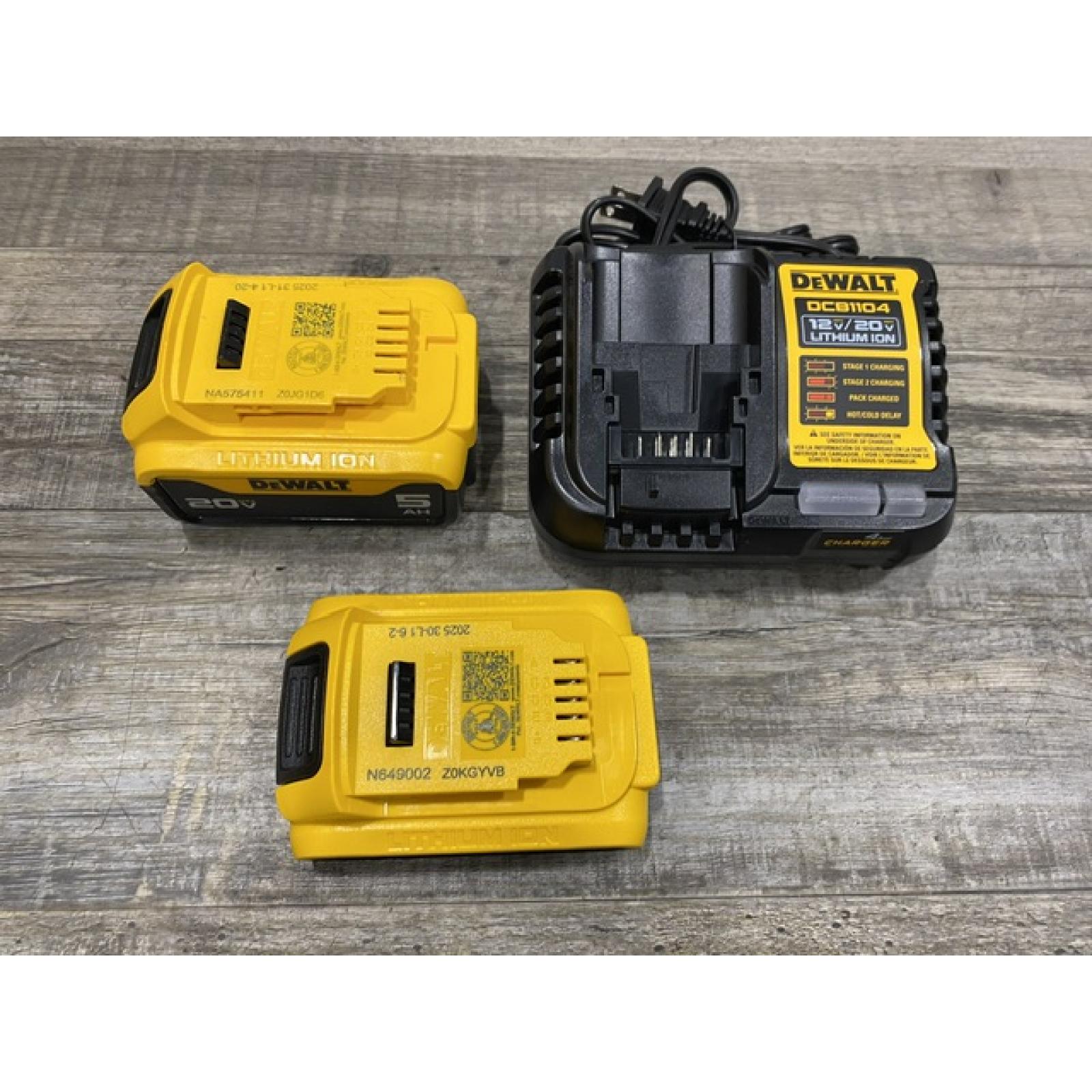 AS-IS DEWALT 20V MAX Lithium-Ion Battery Kit with 5.0Ah and 2.0Ah Battery and Charger