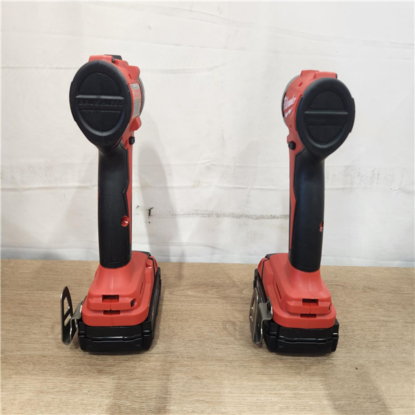 AS-IS- Milwaukee 18V Lithium-Ion Brushless Cordless Compact Drill/Impact Combo Kit