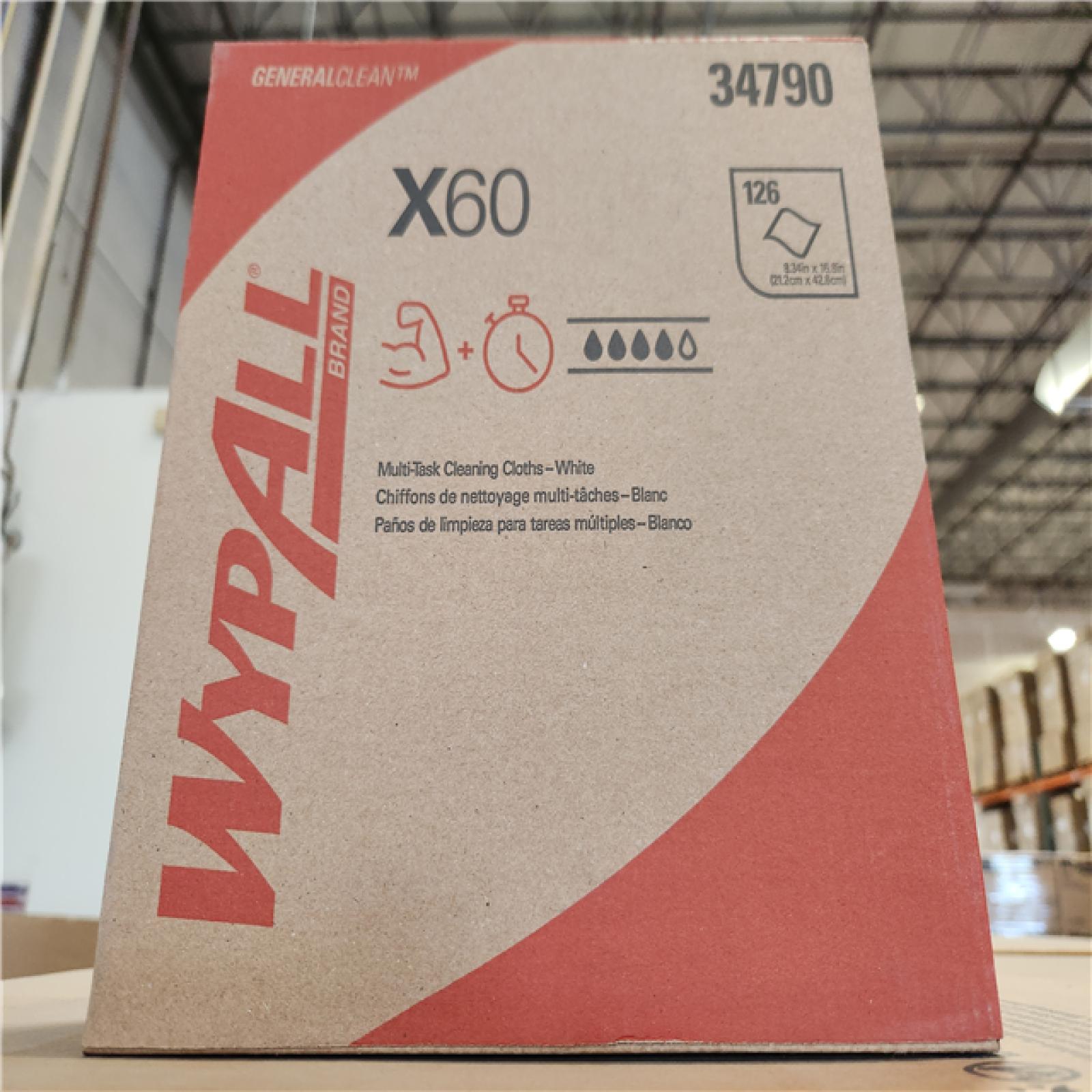 PHoenix Location NEW Wypall GeneralClean X60 Cloths Multi-Task Cleaning Wipes (34790), Strong and Absorbent Towels, White 126 Sheets Per Box Pallet (28-Boxes)